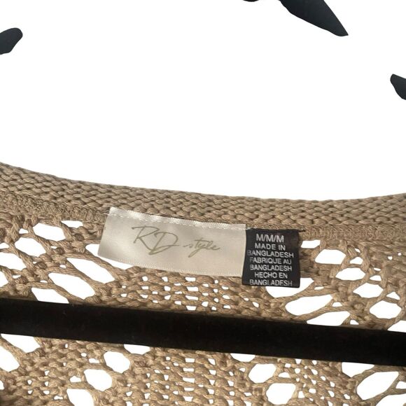 RD Style Women's Size Medium Brown Open‎ Knit Coastal Boho Top - Picture 5 of 9